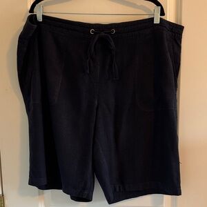 Per Se Navy Linen-blend Bermudas